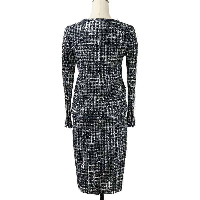 Chanel Coco Mark Button Tweed Jacket Skirt Setup Suit P47857 P47766 Size 34