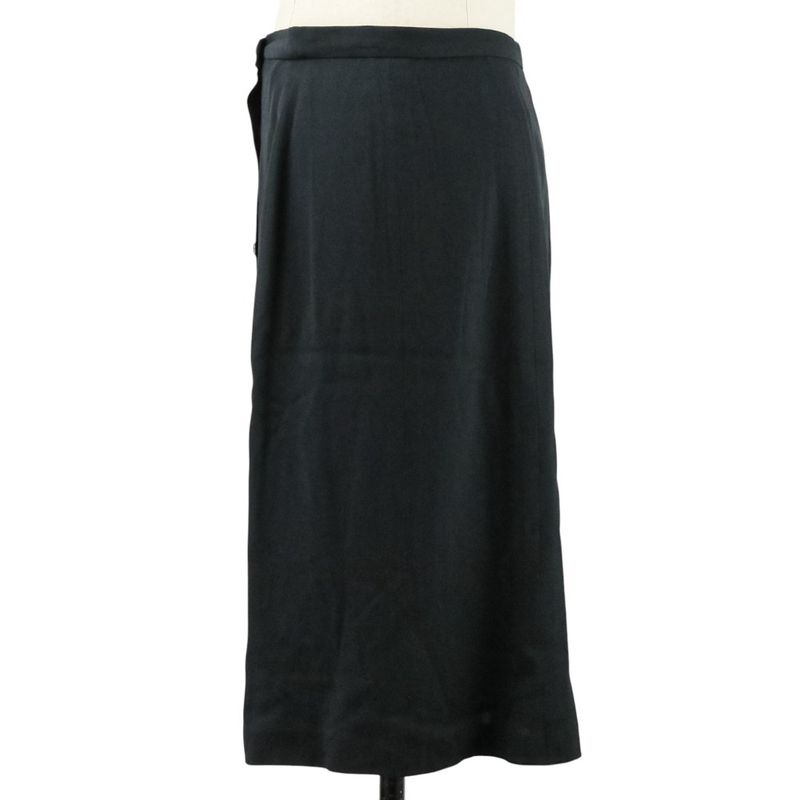 05P Chanel Silk Here Mark Button Asymmetric Hem Cut And Sewn Skirt Setup P25504