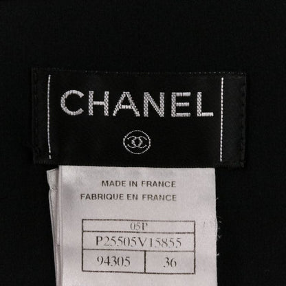 05P Chanel Silk Here Mark Button Asymmetric Hem Cut And Sewn Skirt Setup P25504