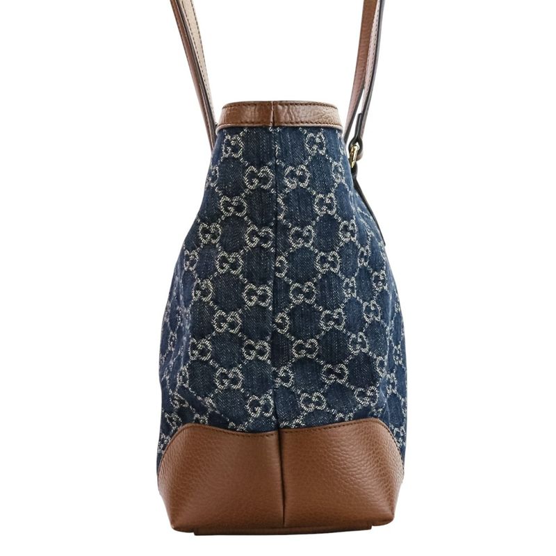 Gucci Ophidia GG Denim Medium Tote Bag 631685 Indigo Brown Ladies Used