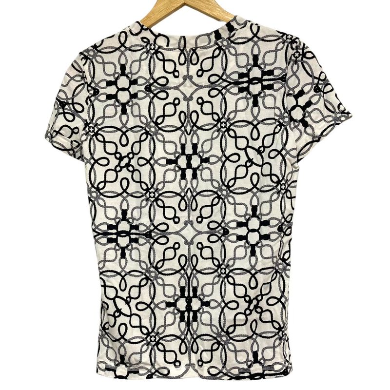 Hermes Cordelier Print T-shirt Cut And Sewn Size 36 White Black Ladies Used