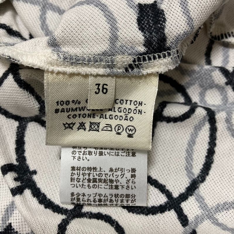 Hermes Cordelier Print T-shirt Cut And Sewn Size 36 White Black Ladies Used