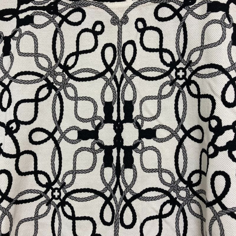 Hermes Cordelier Print T-shirt Cut And Sewn Size 36 White Black Ladies Used