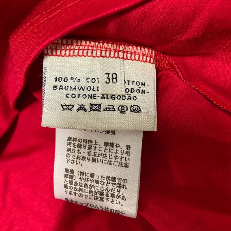 Good Quality Hermes Tassel Embroidery Pocket T-shirt Cut And Sew Size 38 Red