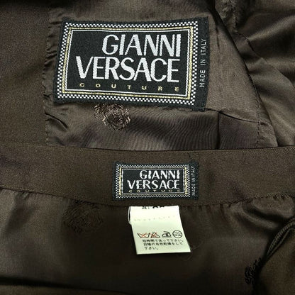Gianni Versace Vintage Medusa Jacket Skirt Suit Setup Size 38 Brown Ladies Used