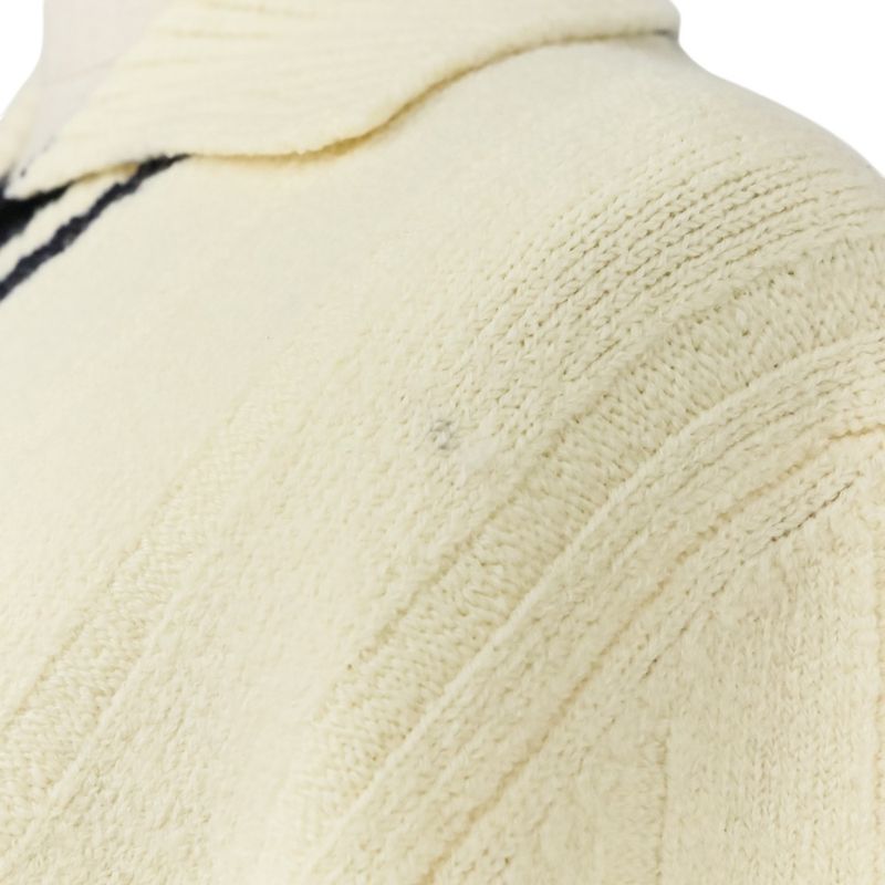 Good Hermes Collared Long Sleeve Stretch Wool Knit Sweater Size L White Men's