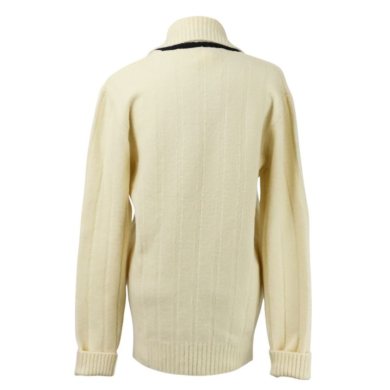 Good Hermes Collared Long Sleeve Stretch Wool Knit Sweater Size L White Men's