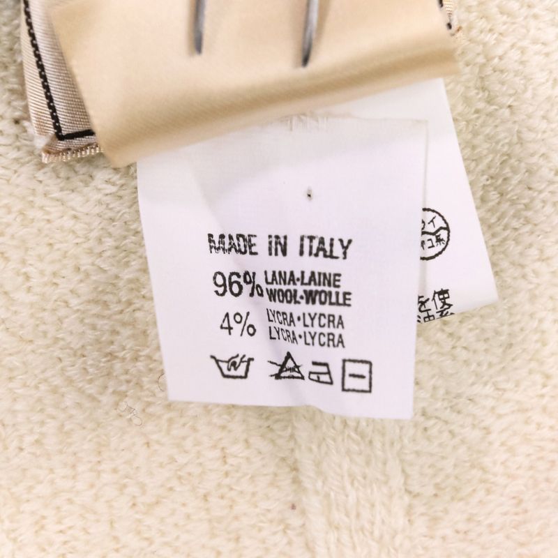 Good Hermes Collared Long Sleeve Stretch Wool Knit Sweater Size L White Men's