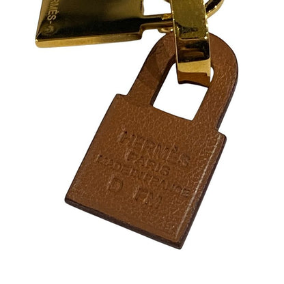 Hermes O'kelly Cadena Hoop Earrings GP D Engraved Etoupe Gold Color Men's