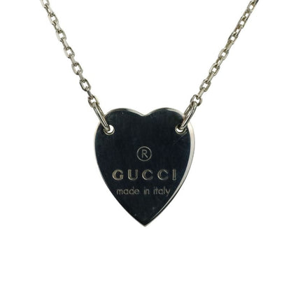 Gucci Silver 925 Heart Motif Chain Necklace Ag925 Ladies Used