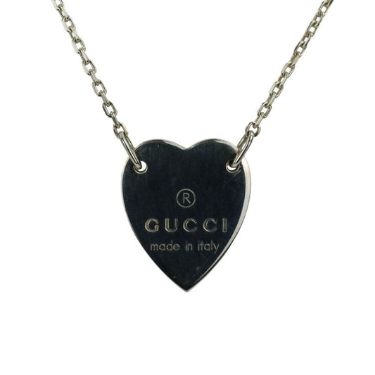 Gucci Silver 925 Heart Motif Chain Necklace Ag925 Ladies Used