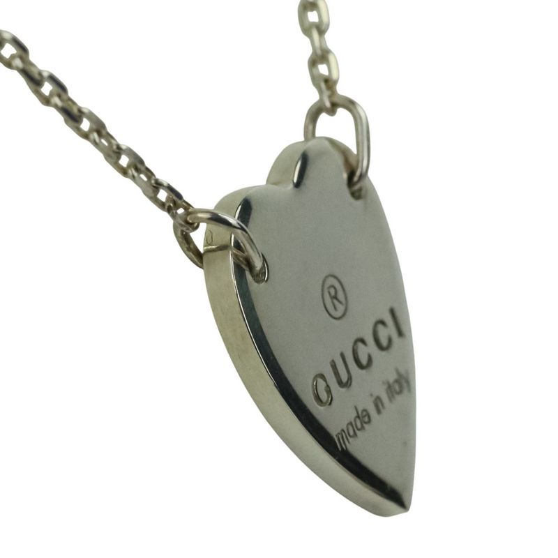 Gucci Silver 925 Heart Motif Chain Necklace Ag925 Ladies Used