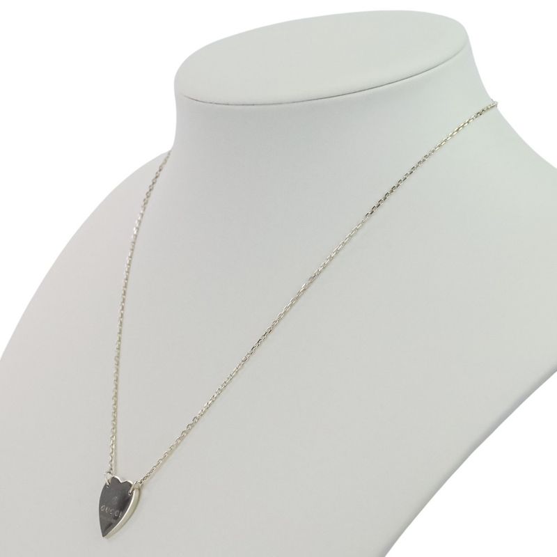 Gucci Silver 925 Heart Motif Chain Necklace Ag925 Ladies Used