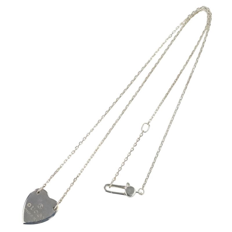 Gucci Silver 925 Heart Motif Chain Necklace Ag925 Ladies Used