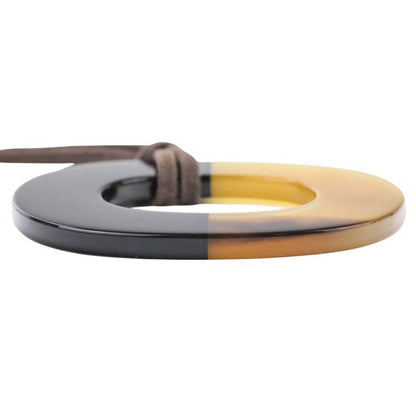 Hermes Buffalo Horn Ismu Lacquer Necklace Black Ladies Used