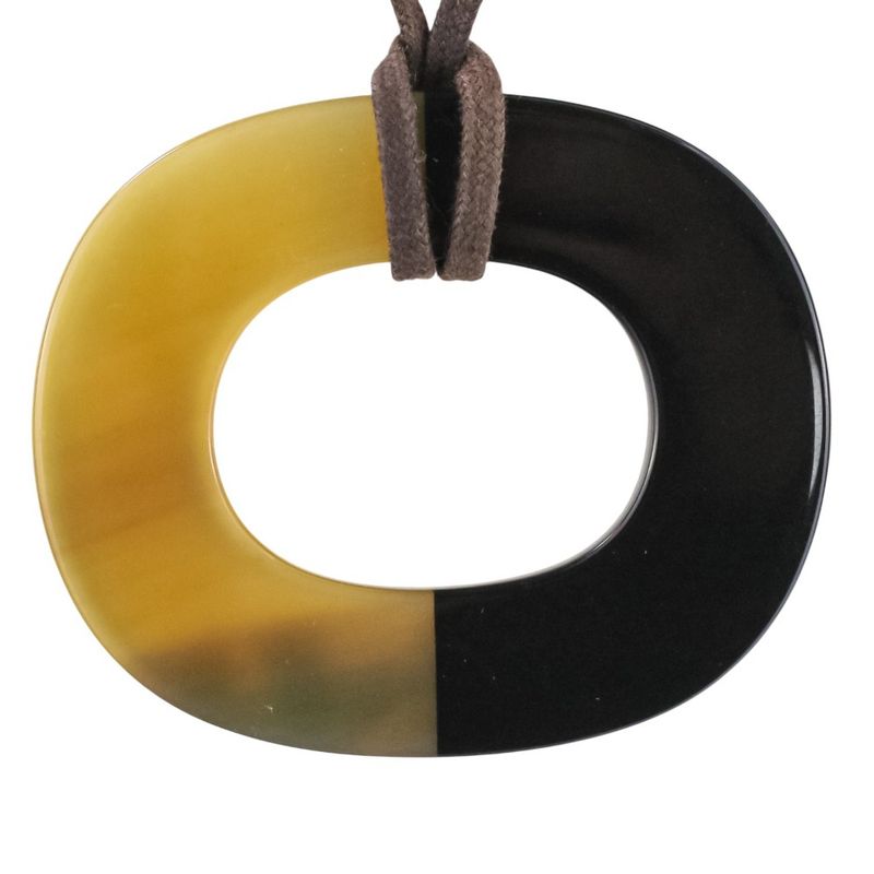 Hermes Buffalo Horn Ismu Lacquer Necklace Black Ladies Used