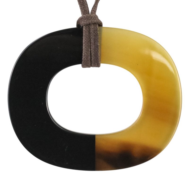 Hermes Buffalo Horn Ismu Lacquer Necklace Black Ladies Used