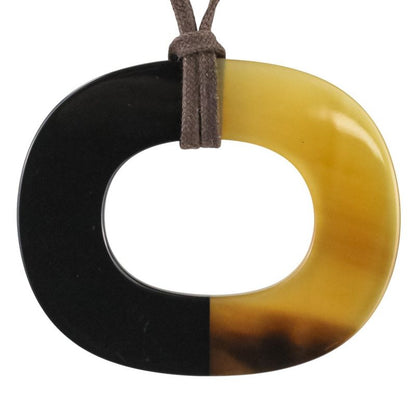 Hermes Buffalo Horn Ismu Lacquer Necklace Black Ladies Used
