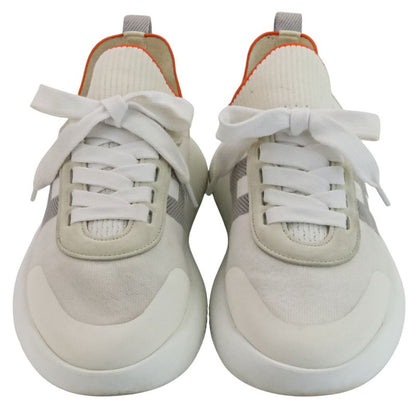Good Hermes Crew Knit Sneakers Size 38 24.5cm (9.65in) Equivalent White Ladies