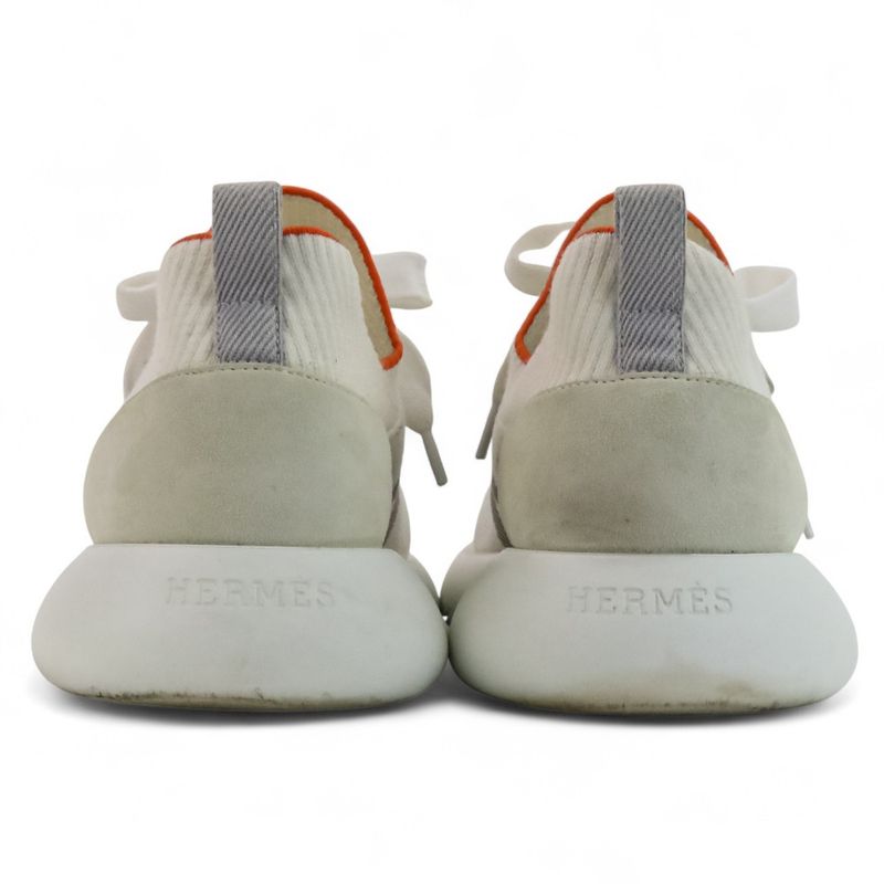 Good Hermes Crew Knit Sneakers Size 38 24.5cm (9.65in) Equivalent White Ladies