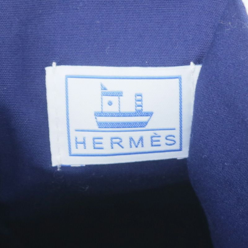 Hermes Petite Chartier Drawstring Bag Shoulder Hand Marine Print Men's