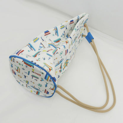 Hermes Petite Chartier Drawstring Bag Shoulder Hand Marine Print Men's