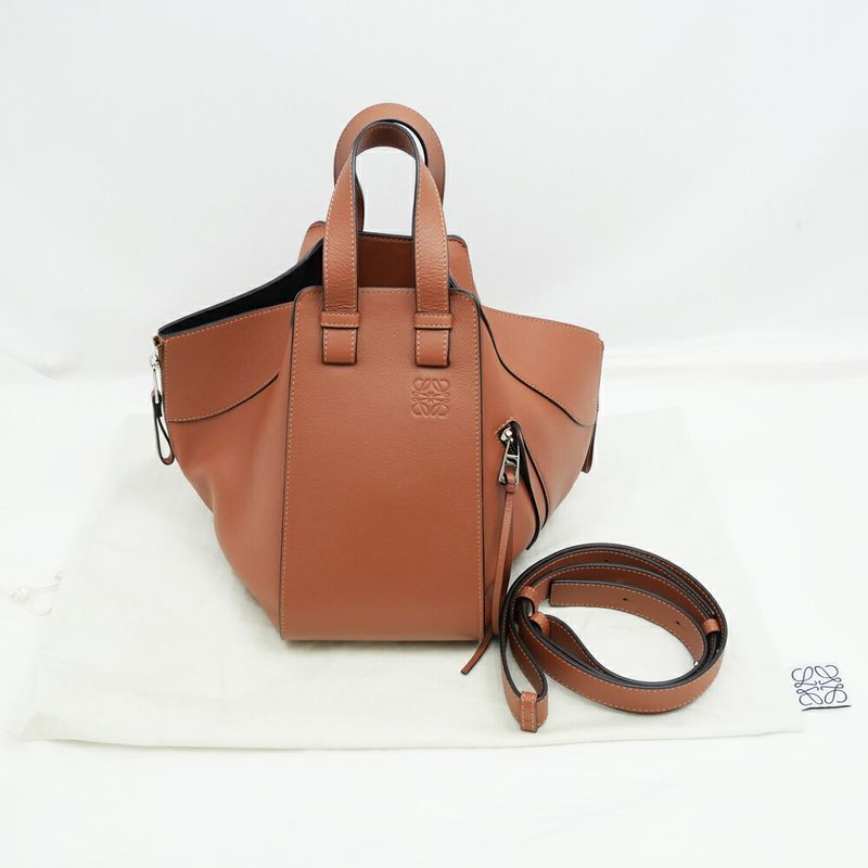 Loewe Hammock Bag Small 2WAY Brown Shoulder Hand Leather Women's