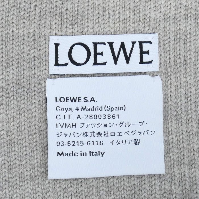 Loewe Logo Muffler Greige X22 rib Ladies Scarf