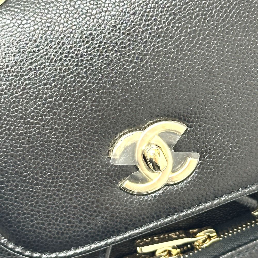 Chanel Rucksack Coco Mark Turnlock As3530 Grain Calf Leather Black