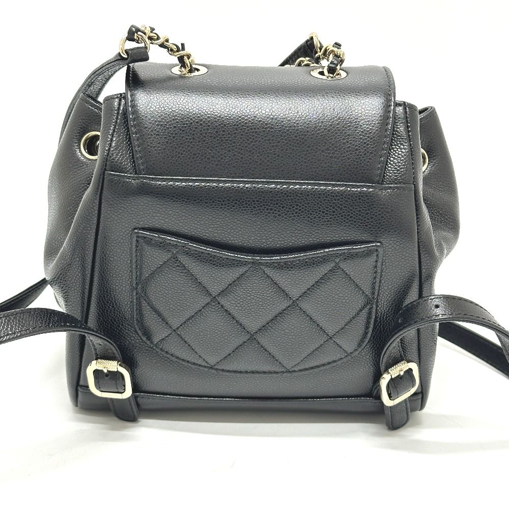 Chanel Rucksack Coco Mark Turnlock As3530 Grain Calf Leather Black