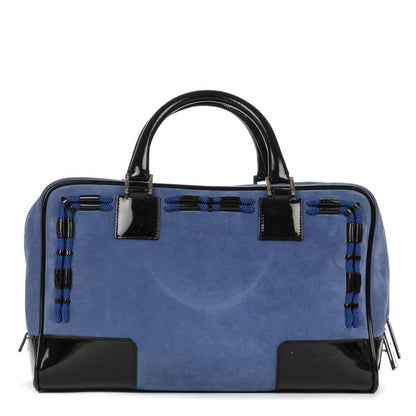 Loewe Limited Edition Amazona Boston Blue Black Suede Leather Patent