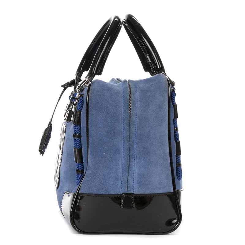 Loewe Limited Edition Amazona Boston Blue Black Suede Leather Patent