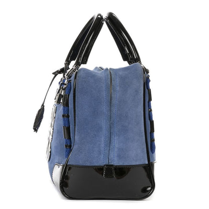 Loewe Limited Edition Amazona Boston Blue Black Suede Leather Patent
