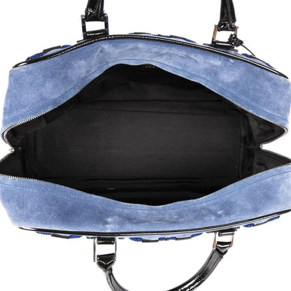 Loewe Limited Edition Amazona Boston Blue Black Suede Leather Patent