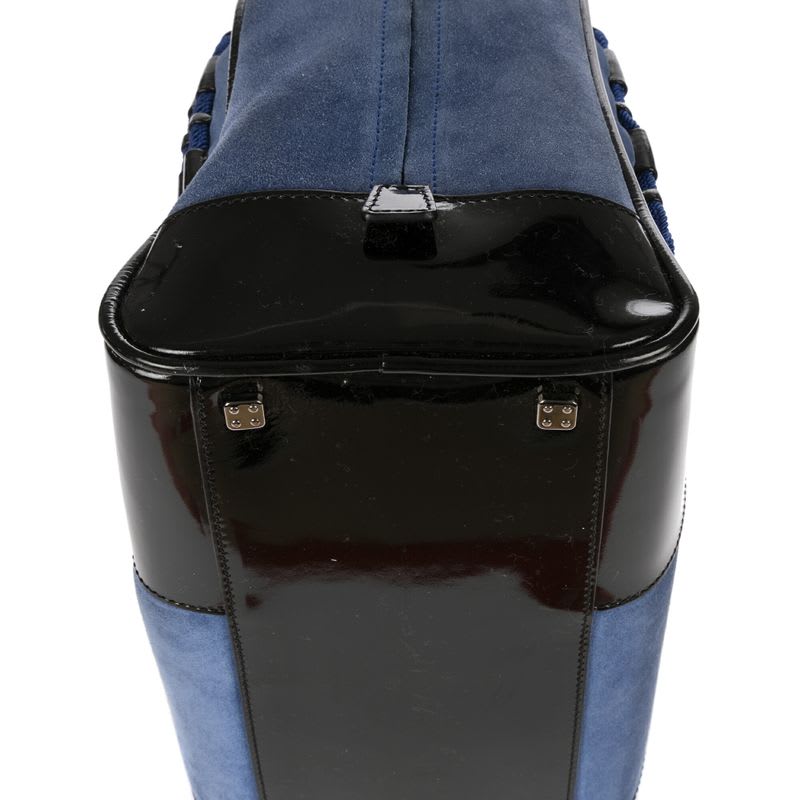 Loewe Limited Edition Amazona Boston Blue Black Suede Leather Patent