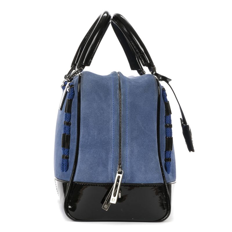 Loewe Limited Edition Amazona Boston Blue Black Suede Leather Patent