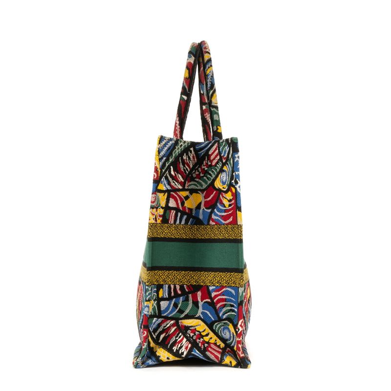 Dior Butterfly Book Tote Green Multicolor Print Canvas
