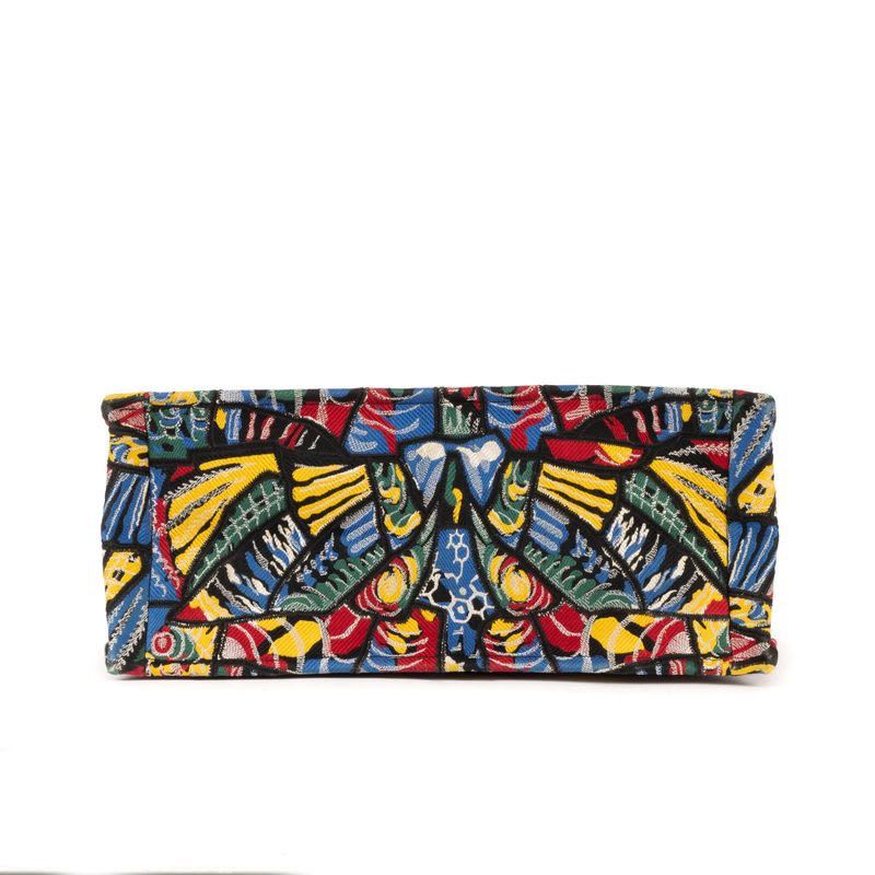 Dior Butterfly Book Tote Green Multicolor Print Canvas