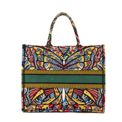 Dior Butterfly Book Tote Green Multicolor Print Canvas