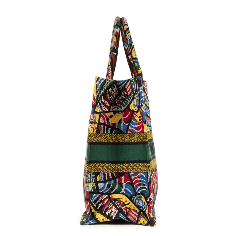 Dior Butterfly Book Tote Green Multicolor Print Canvas