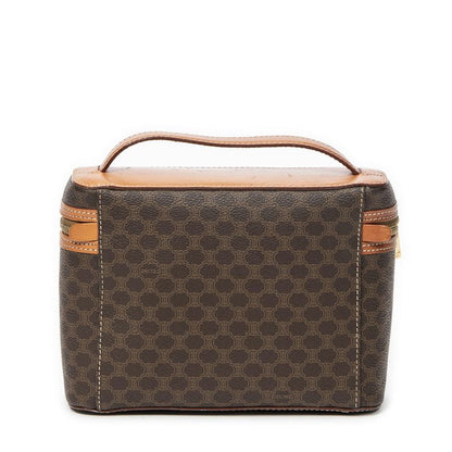 Celine Top Handle Toiletry Pouch Brown Macadam PVC Canvas AB