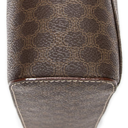 Celine Top Handle Toiletry Pouch Brown Macadam PVC Canvas AB