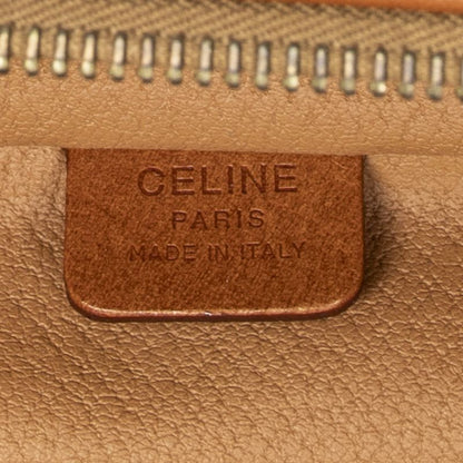 Celine Top Handle Toiletry Pouch Brown Macadam PVC Canvas AB
