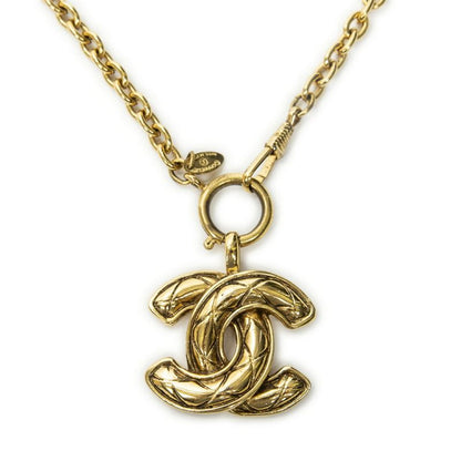 Chanel Triple CC Pendant Chain Necklace Gold Plated