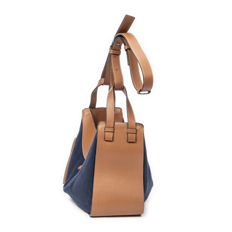 Loewe Small Hammock Blue Brown Denim Canvas