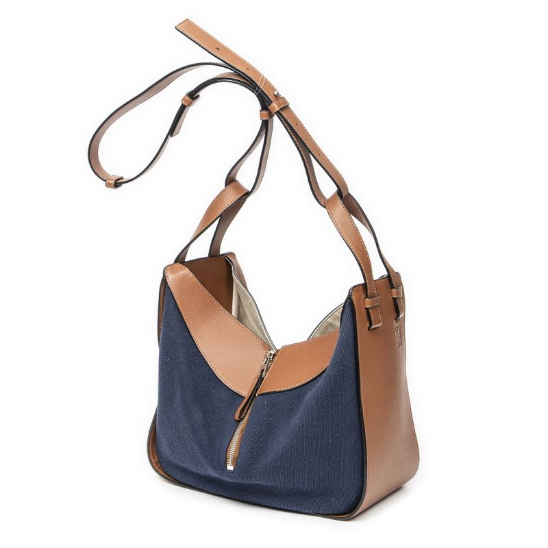 Loewe Small Hammock Blue Brown Denim Canvas