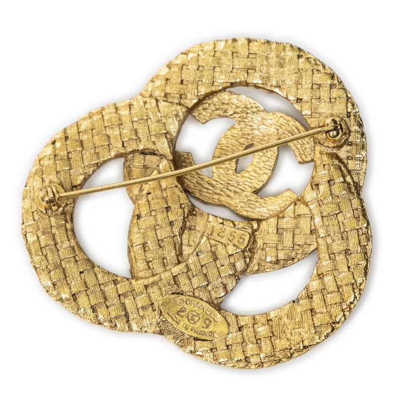 Chanelcc Woven Brooch Gold Plated
