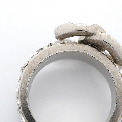 Chanel Ring Coco Mark Metal Rhinestone Silver No 10 Ladies
