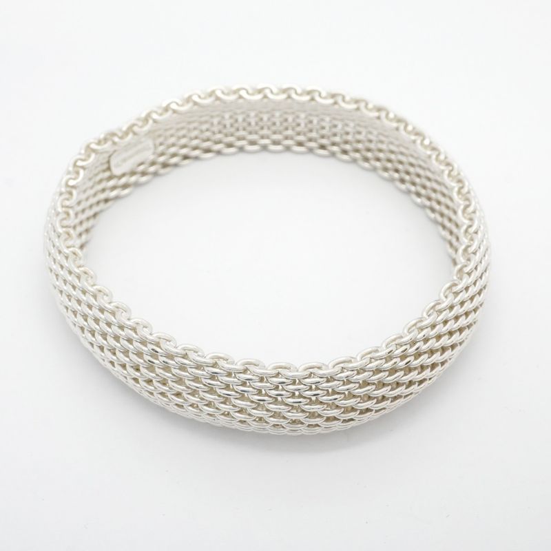 Tiffany & Co Bangle Somerset Mesh Silver 925 Men's Women's Unisex