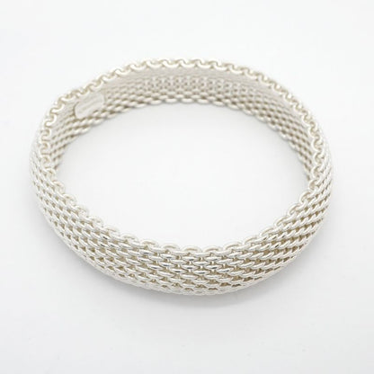 Tiffany & Co Bangle Somerset Mesh Silver 925 Men's Women's Unisex